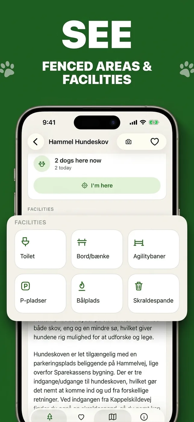 Screenshot aus der Hundeskoven-App: Zaun und Ausstattung