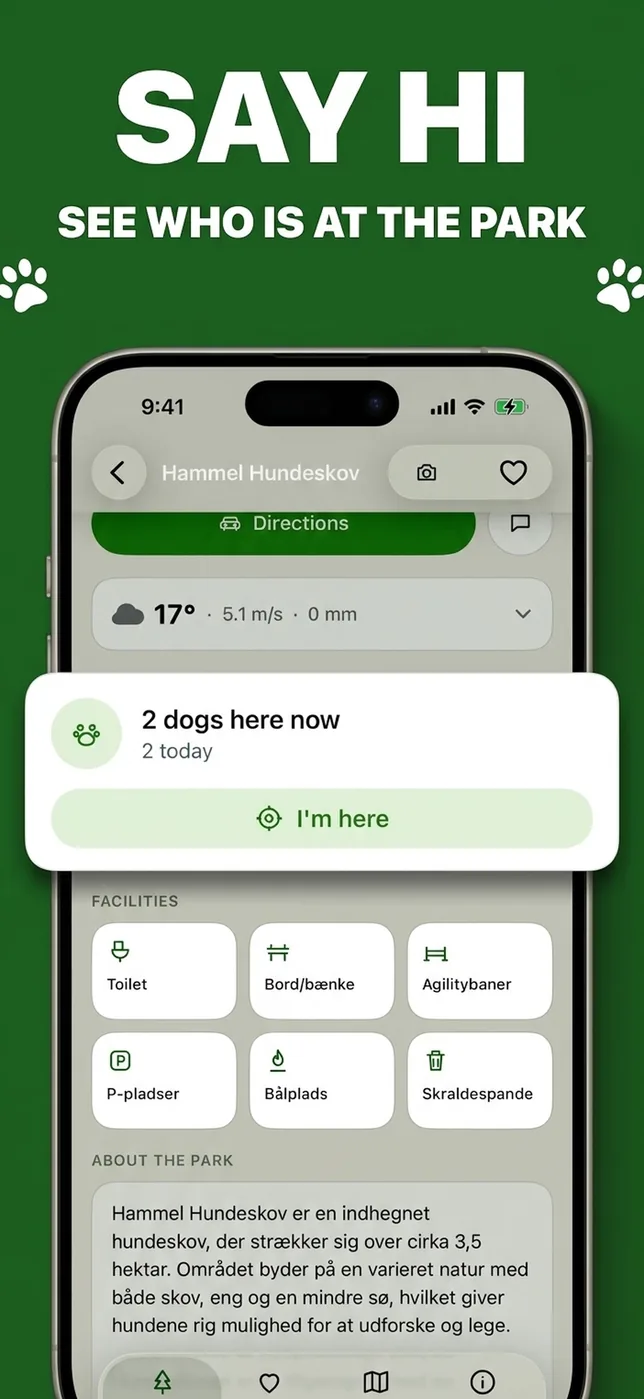 Screenshot aus der Hundeskoven-App: Sieh, wer da ist