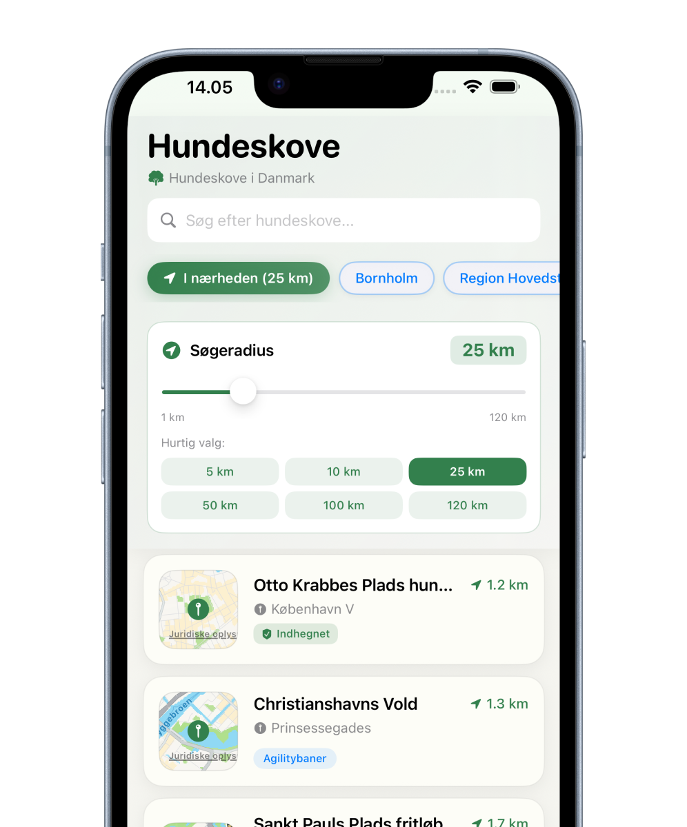 Hundeskoven iOS App på iPhone
